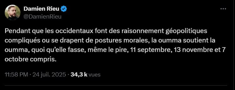 Le tweet islamophobe de Damien Rieu : une généralisation haineuse sous le couvert de l’impunité...